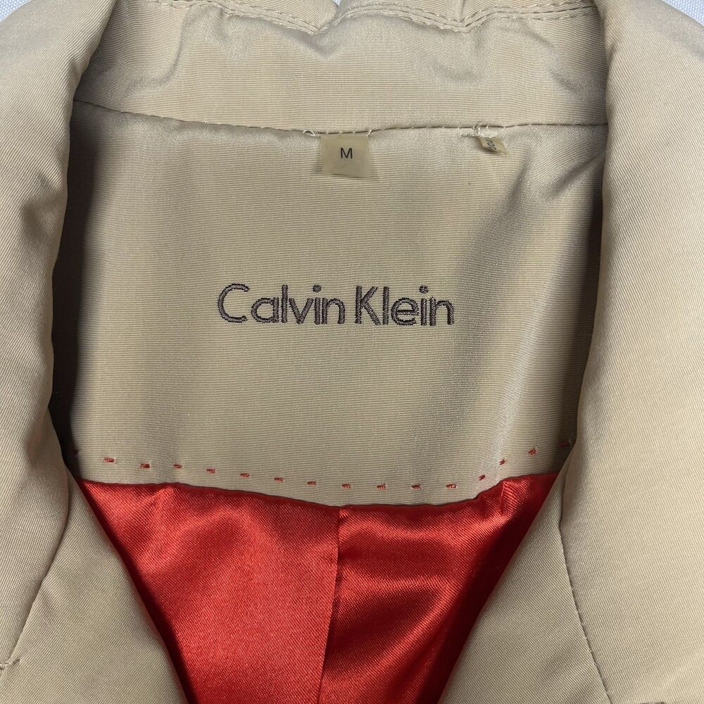 Calvin Klein Beige Double Breasted Belted Trench Coat Red - Picture 10 of 13